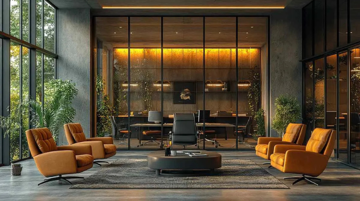 Luxury office room with modern chairs in Faridabad